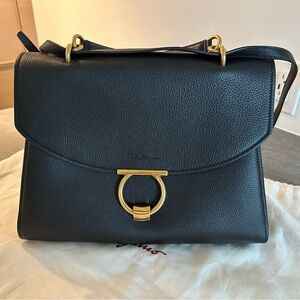 Authentic Salvatore Ferragamo Calfskin Medium Margot Top Handle Satchel
